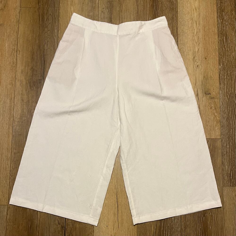 Vineyard Vines Linen Wide Leg Cropped Capri Gaucho Pants XL White Beach Boho